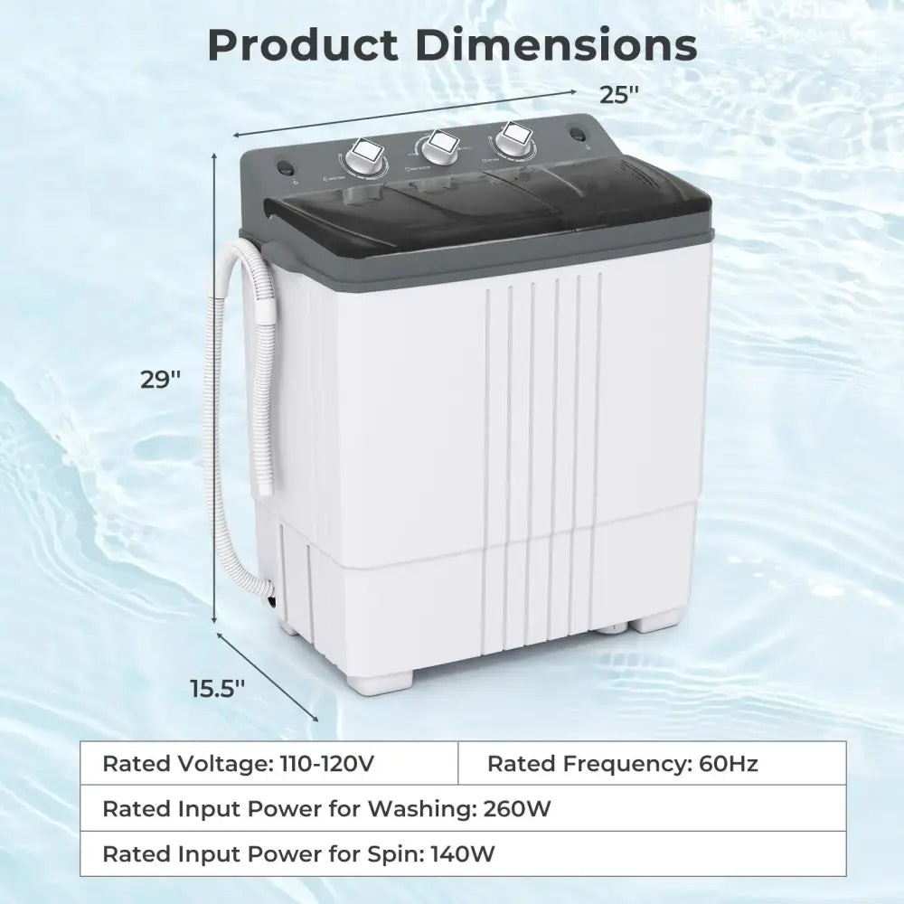 Portable Washing Machine with Built-in Drain Pump-Gray Costway