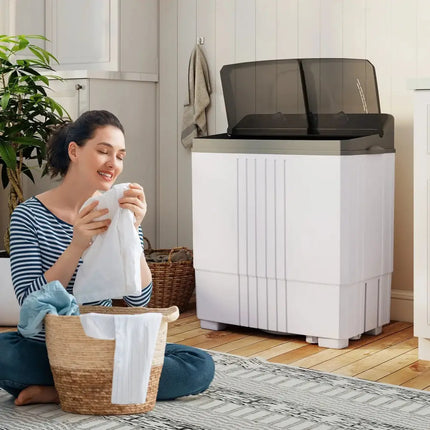 Portable Washing Machine with Built-in Drain Pump-Gray Costway