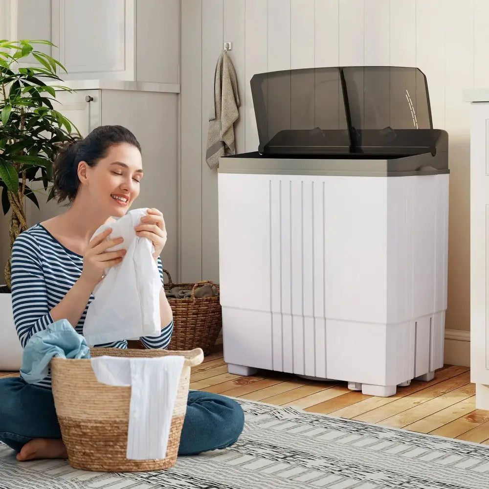 Portable Washing Machine with Built-in Drain Pump-Gray Costway