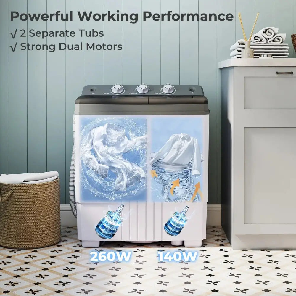 Portable Washing Machine with Built-in Drain Pump-Gray Costway