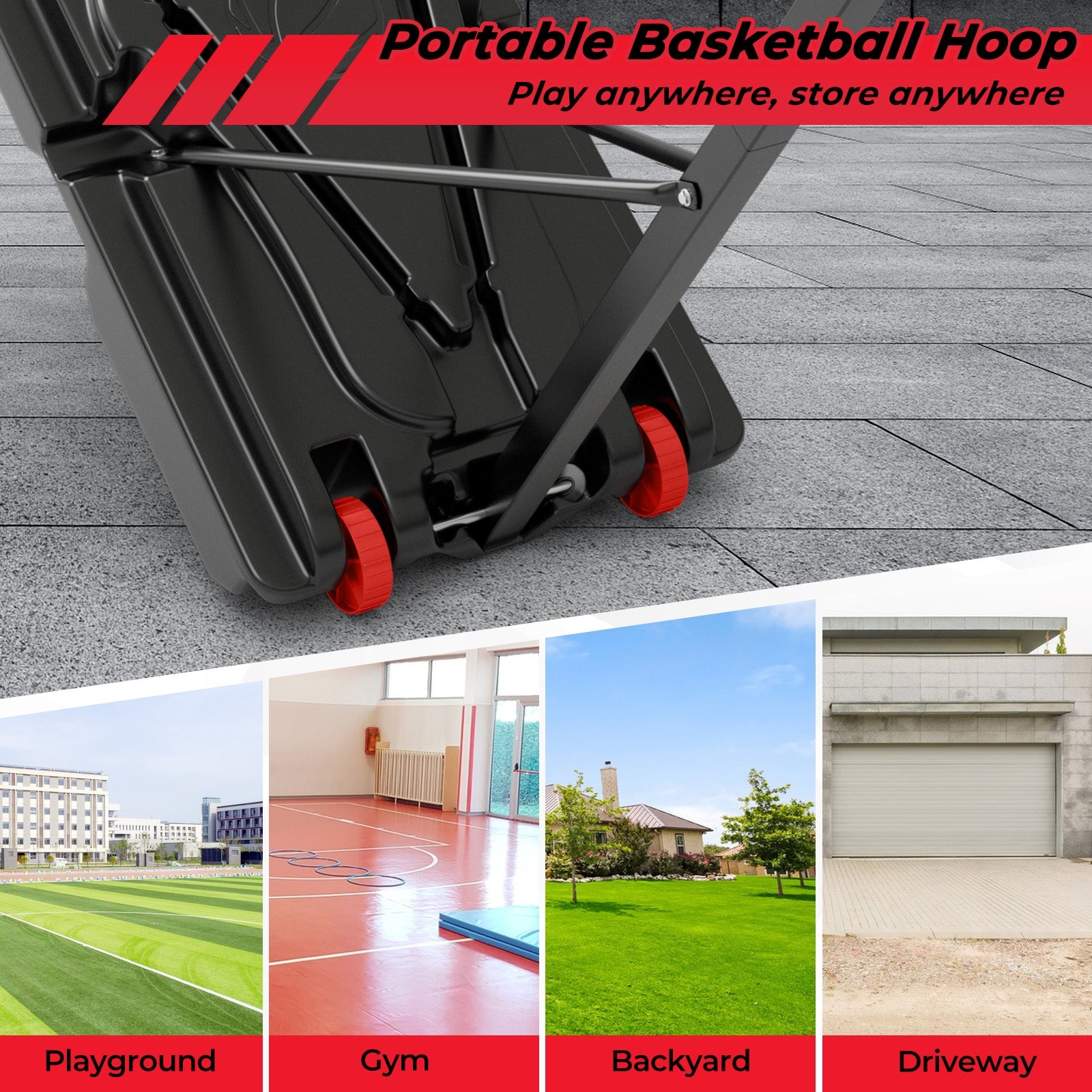Basketball Hoop with 5-10 Feet Adjustable Height for Indoor Outdoor