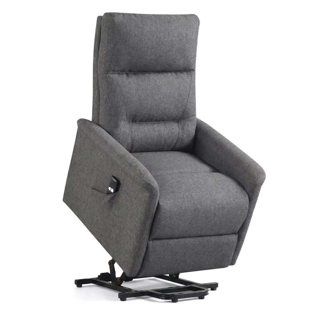 Power Lift Recliner Chair for Elderly with Remote Control and Side Storage Pocket-Gray - Gray - Recliners