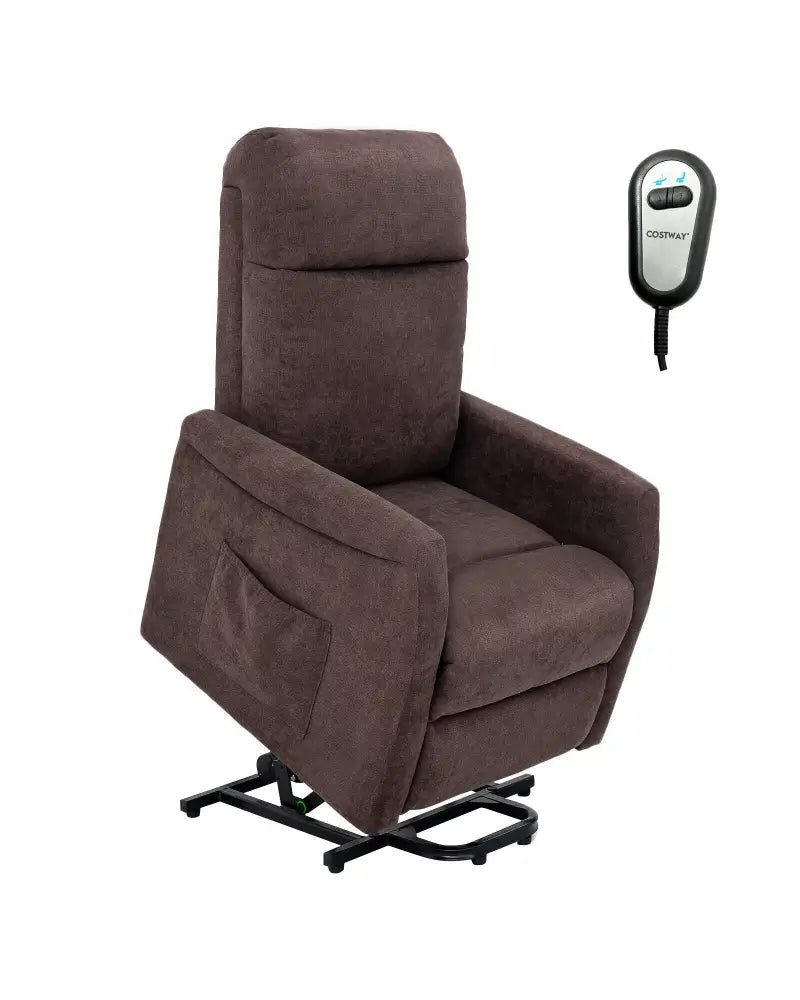 Power Lift Recliner Chair with Remote Control for Elderly-Brown - Brown - Recliners