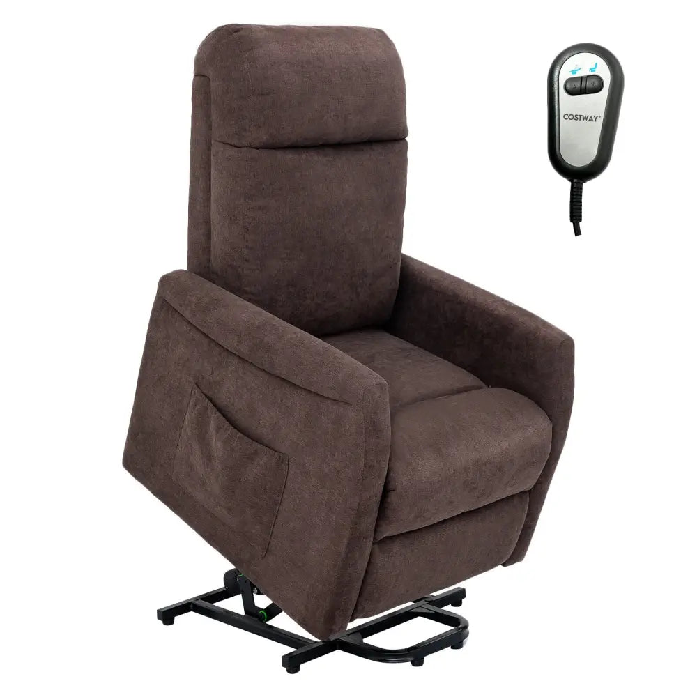 Power Lift Recliner Chair with Remote Control for Elderly-Brown - Brown - Recliners