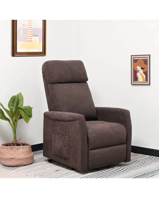 Power Lift Recliner Chair with Remote Control for Elderly-Brown - Brown - Recliners