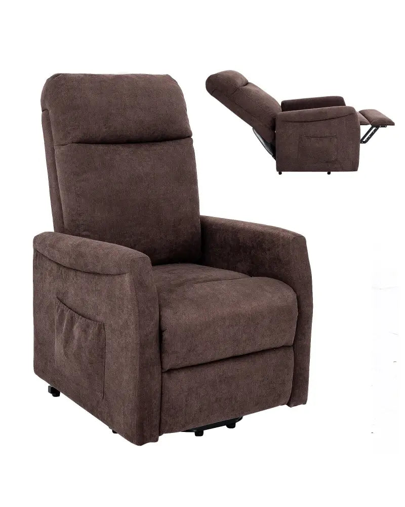 Power Lift Recliner Chair with Remote Control for Elderly-Brown - Brown - Recliners