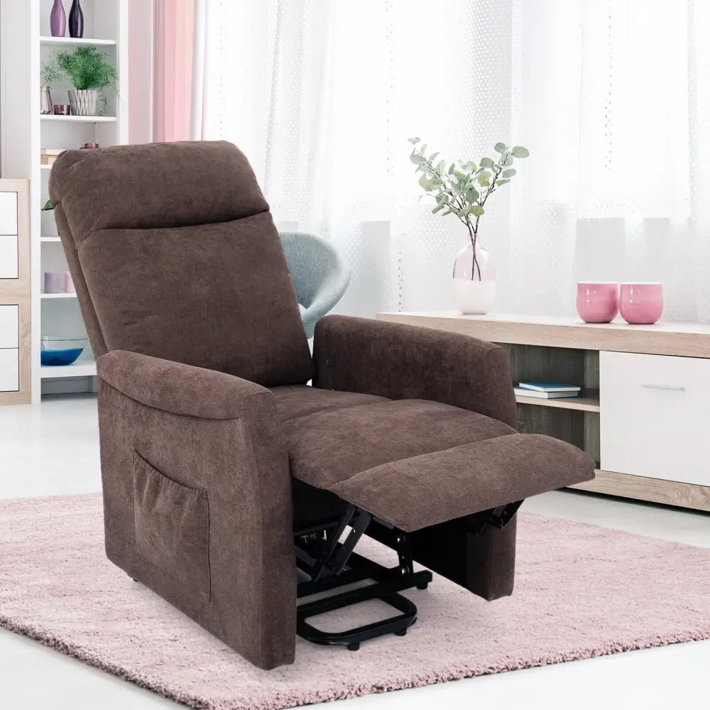 Power Lift Recliner Chair with Remote Control for Elderly-Brown - Brown - Recliners