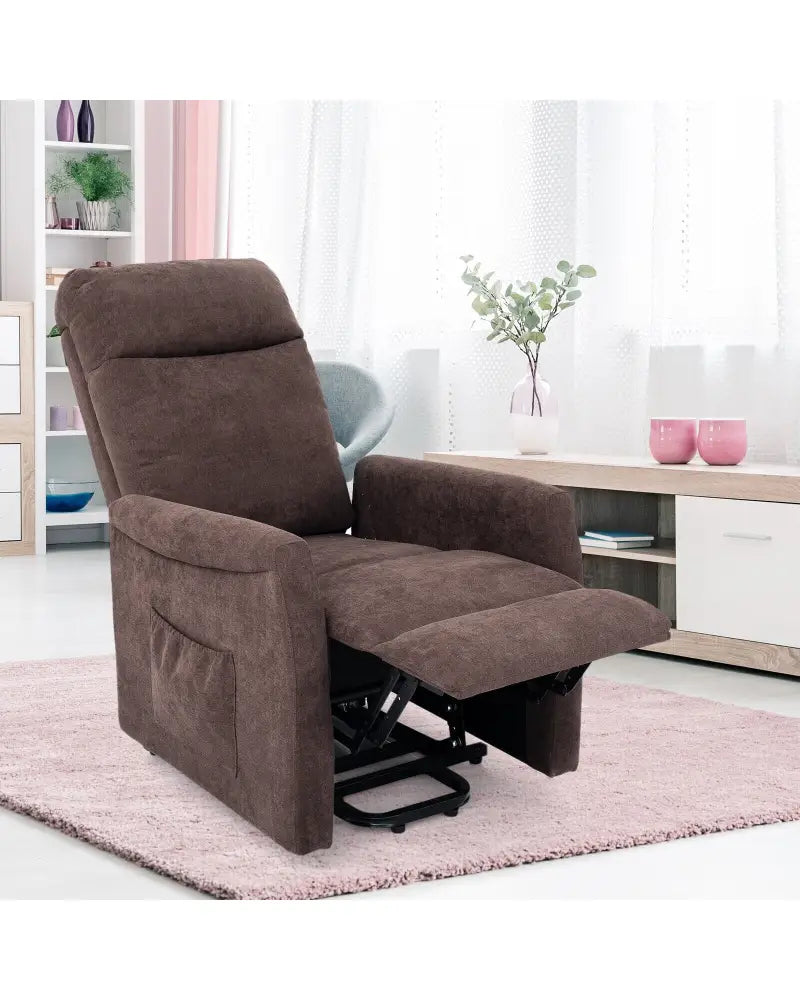 Power Lift Recliner Chair with Remote Control for Elderly-Brown - Brown - Recliners