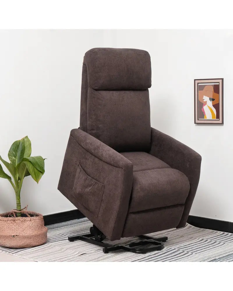Power Lift Recliner Chair with Remote Control for Elderly-Brown - Brown - Recliners