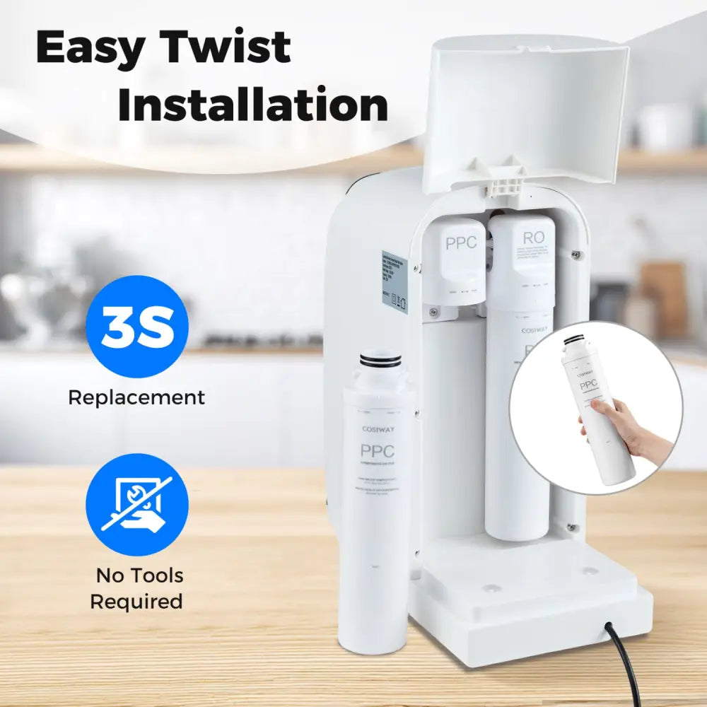 PPC Filter Replacement for Countertop Reverse Osmosis System Twist-in Install - Water Dispensers