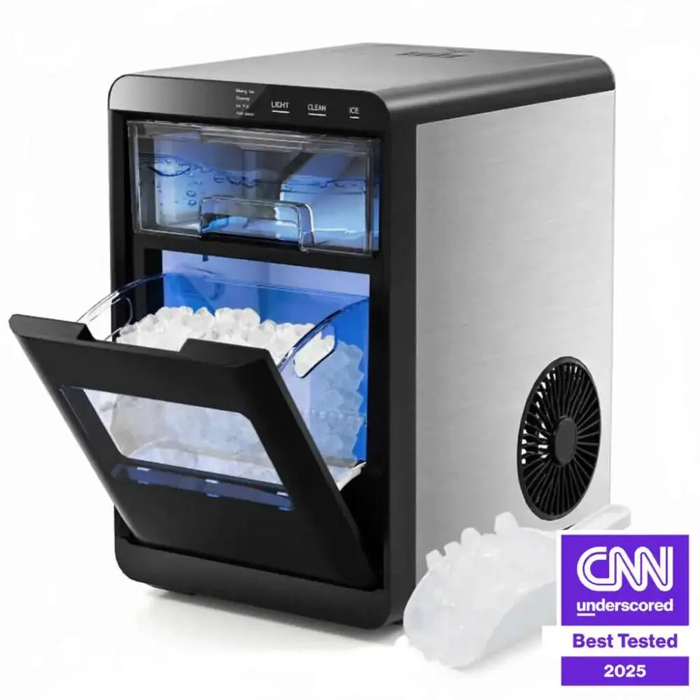 Premium Ice and Coffee Duo CNN-Acclaimed Nugget Ice Maker and 20-Bar Stainless Espresso Machine Costway