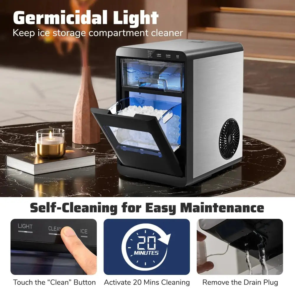 Premium Ice and Coffee Duo CNN-Acclaimed Nugget Ice Maker and 20-Bar Stainless Espresso Machine Costway