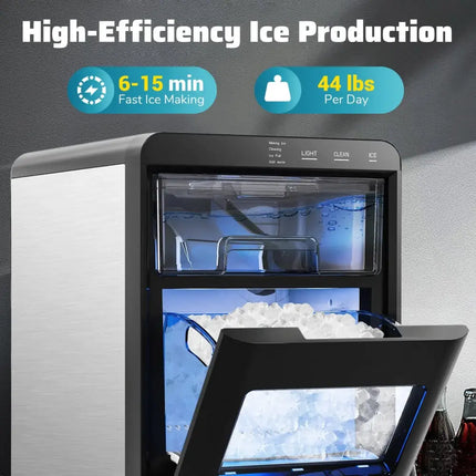 Premium Ice and Coffee Duo CNN-Acclaimed Nugget Ice Maker and 20-Bar Stainless Espresso Machine Costway