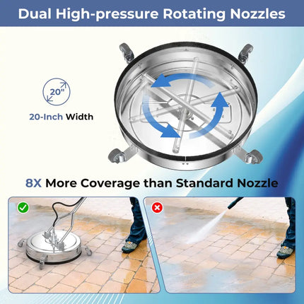 Pressure Washer Surface Cleaner Power Cleaner Attachment with Casters - Silver - Pressure Washers