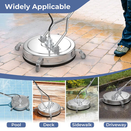 Pressure Washer Surface Cleaner Power Cleaner Attachment with Casters - Silver - Pressure Washers