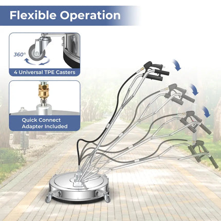 Pressure Washer Surface Cleaner Power Cleaner Attachment with Casters - Silver - Pressure Washers