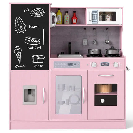 Pretend Play Kitchen with Utensils for Kids Aged 3+ - Pink - Oasis Home Essentials