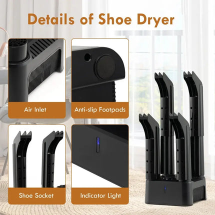 Prevent Odor Mold & Bacteria 4 Shoe Electric Dryer with Timer Costway
