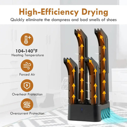 Prevent Odor Mold & Bacteria 4 Shoe Electric Dryer with Timer Costway