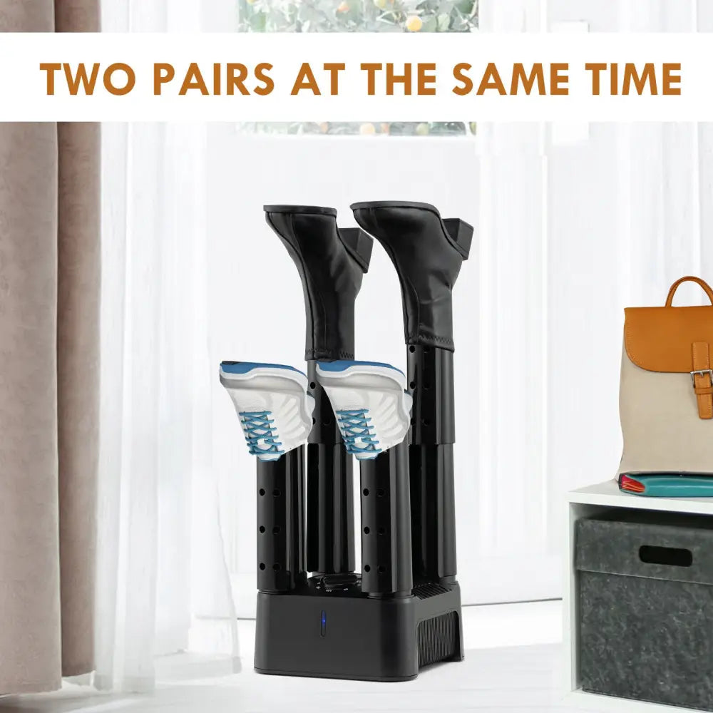 Prevent Odor Mold & Bacteria 4 Shoe Electric Dryer with Timer - Black - Dryers