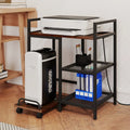 Printer Stand with Charging Station and Storage Shelves-Rustic Brown - Rustic Brown - Laptop Tables & Printer Stands