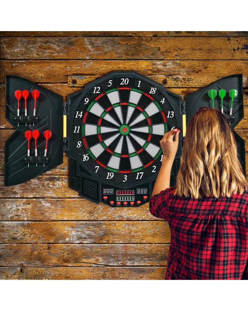 Professional Electronic Dartboard Set with LCD Display - Black - Game Room