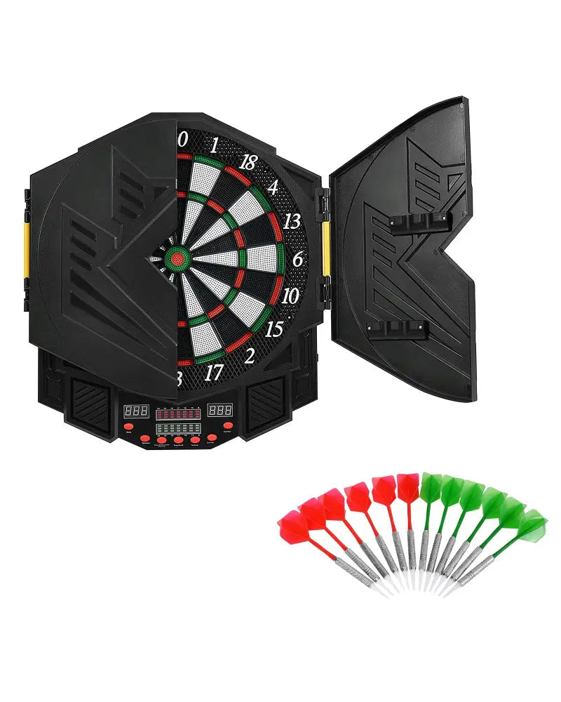 Professional Electronic Dartboard Set with LCD Display - Black - Game Room