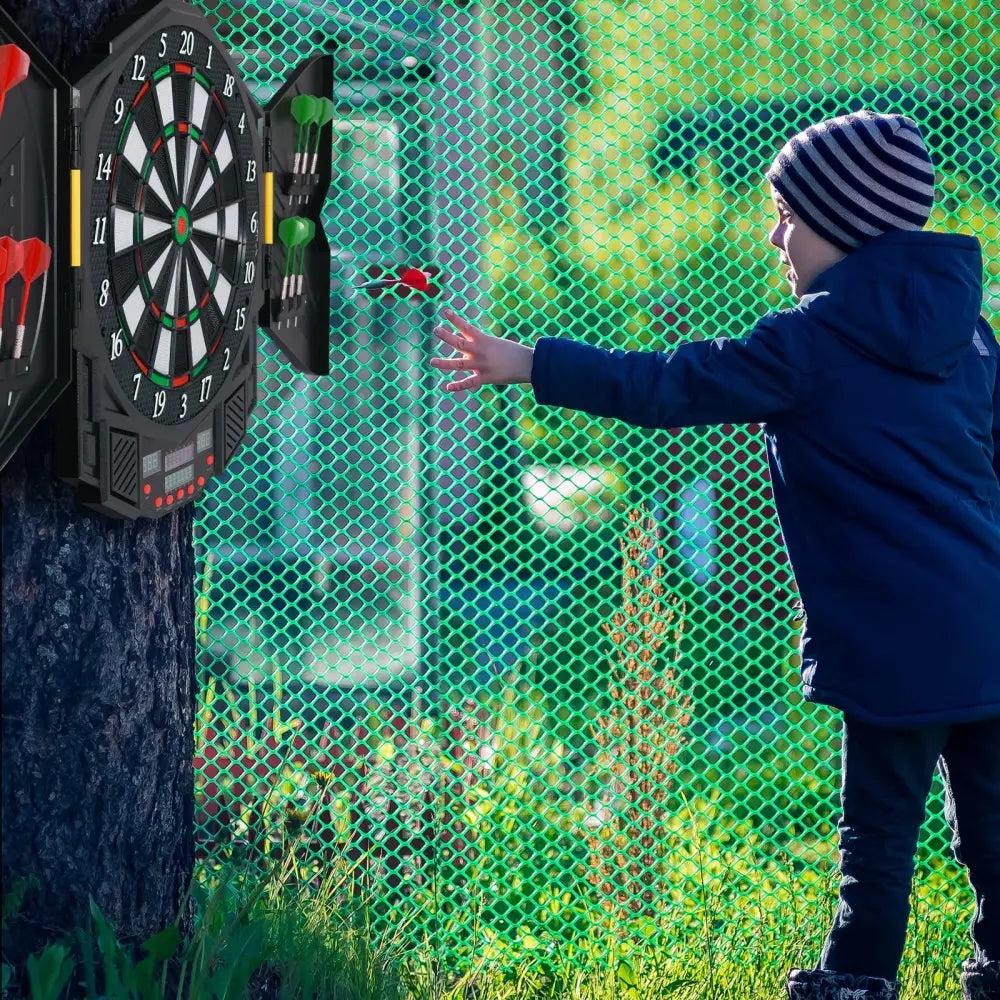 Professional Electronic Dartboard Set with LCD Display - Black - Game Room