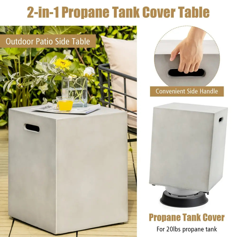 Propane Tank Cover Hideaway Table for Standard 20 Pounds Propane Tank-Gray - Gray - Fire Pit Tables