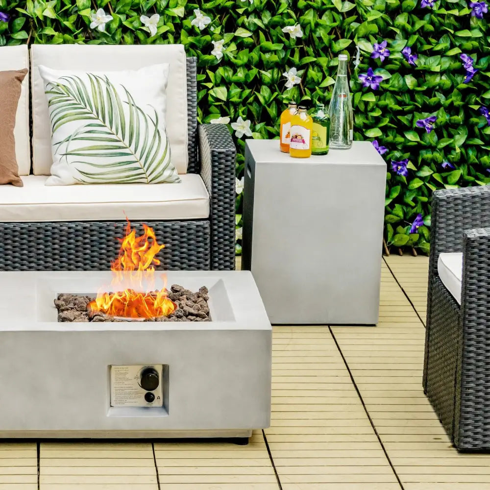 Propane Tank Cover Hideaway Table for Standard 20 Pounds Propane Tank-Gray - Gray - Fire Pit Tables