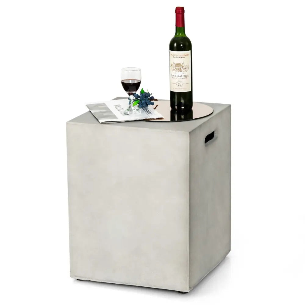 Propane Tank Cover Hideaway Table for Standard 20 Pounds Propane Tank-Gray - Gray - Fire Pit Tables