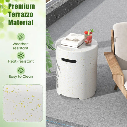 Propane Tank Cover Table with Side Handles and Protective Cover - White - Fire Pit Tables