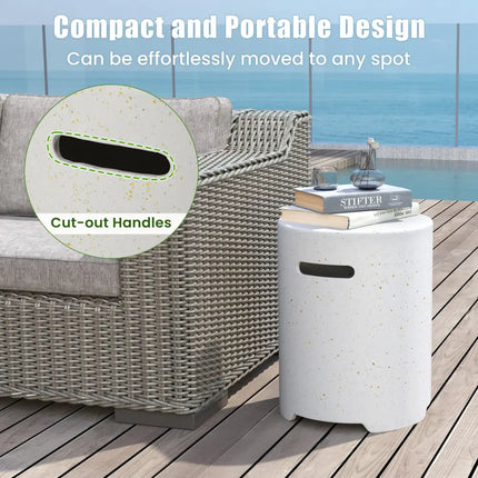Propane Tank Cover Table with Side Handles and Protective Cover - White - Fire Pit Tables