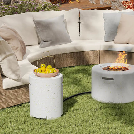 Propane Tank Cover Table with Side Handles and Protective Cover - White - Fire Pit Tables