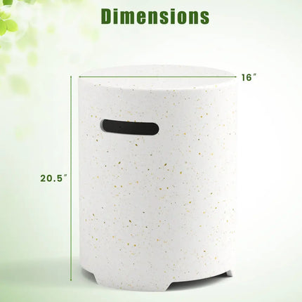 Propane Tank Cover Table with Side Handles and Protective Cover - White - Fire Pit Tables