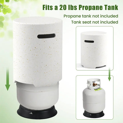 Propane Tank Cover Table with Side Handles and Protective Cover - White - Fire Pit Tables