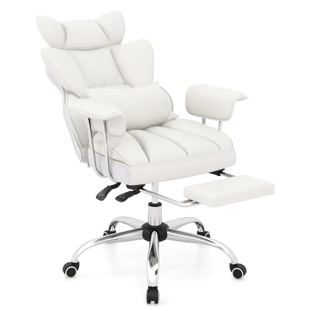 PU Leather Home Office Chair 400 lbs High Back Executive Chair-White - White - Executive Chairs