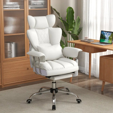 PU Leather Home Office Chair 400 lbs High Back Executive Chair-White - White - Executive Chairs