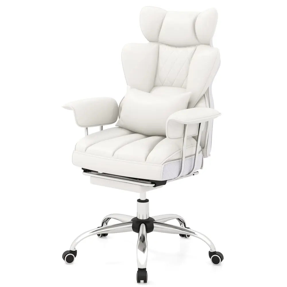 PU Leather Home Office Chair 400 lbs High Back Executive Chair-White - White - Executive Chairs