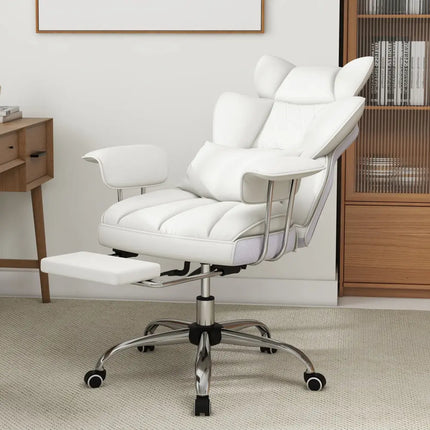 PU Leather Home Office Chair 400 lbs High Back Executive Chair-White - White - Executive Chairs