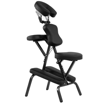 PU Leather Pad Travel Massage Chair with Carrying Bag - Black - Spa & Salon