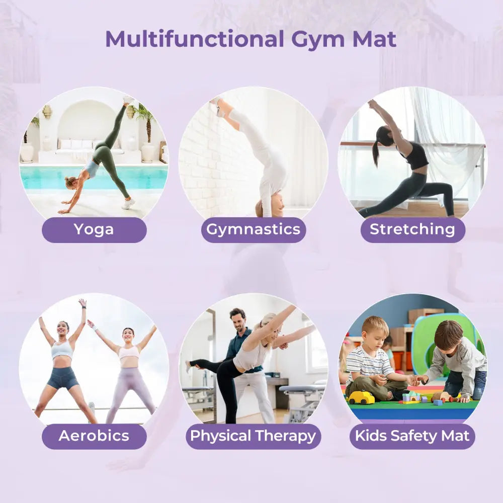 PU Leather Tri-Folding Gymnastics Tumbling Mat with Carrying Handles for Kids - Yoga & Gym Mats