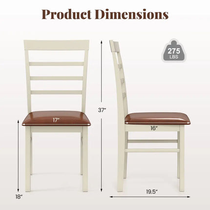 PU Leather Upholstered Armless Wooden Dining Chair Set of 2-White - White - Dining Chairs