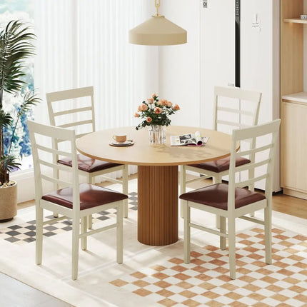 PU Leather Upholstered Armless Wooden Dining Chair Set of 2-White - White - Dining Chairs