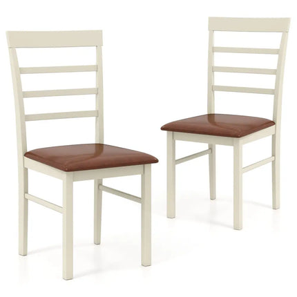 PU Leather Upholstered Armless Wooden Dining Chair Set of 2-White - White - Dining Chairs