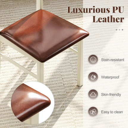 PU Leather Upholstered Armless Wooden Dining Chair Set of 2-White - White - Dining Chairs