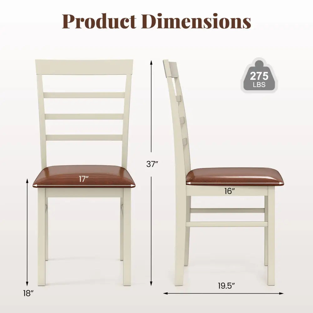 PU Leather Upholstered Armless Wooden Dining Chair Set of 2-White - White - Dining Chairs