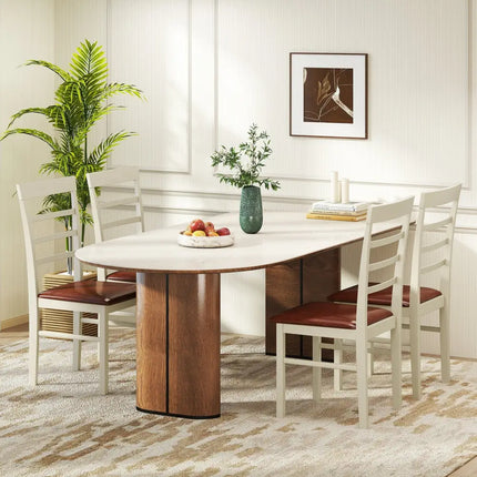 PU Leather Upholstered Armless Wooden Dining Chair Set of 2-White - White - Dining Chairs