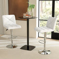 PU Leather Upholstered Bar Stools Set of 2 with Back and Adjustable Height-White - White - Bar Stools
