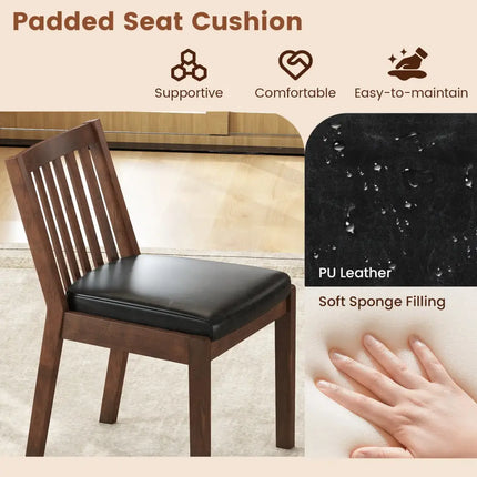 PU Leather Upholstered Dining Chair with Padded Seat Set of 2-Espresso - Espresso - Dining Chairs
